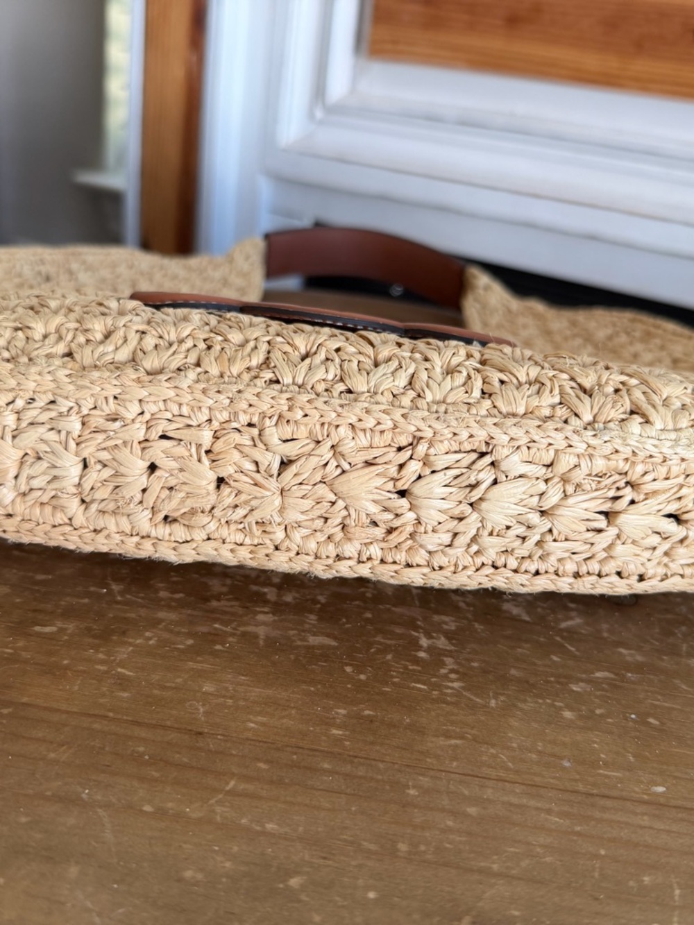 Celine Natural Woven Classic Panier Hobo Bag in raffia and calfskin - Picture 5 of 16